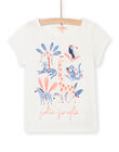 Weißes T-Shirt mit Dschungelmotiv für Kind Mädchen NASANTI2 / 22S901S3TMC001